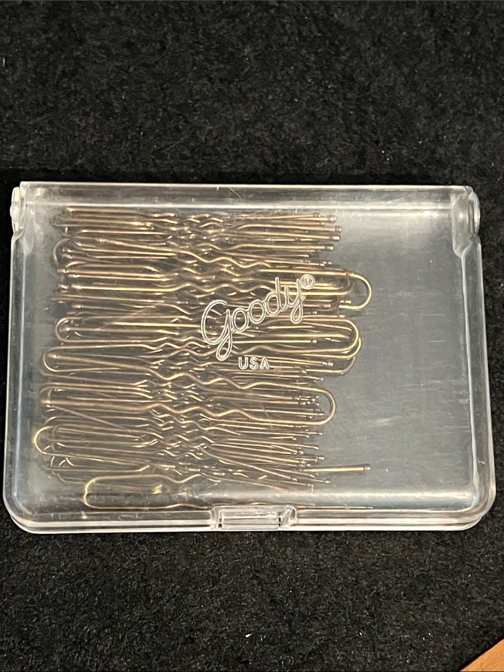Vintage Goody Clear Case Hair Pins Made in USA Mid Century Retro Bronze